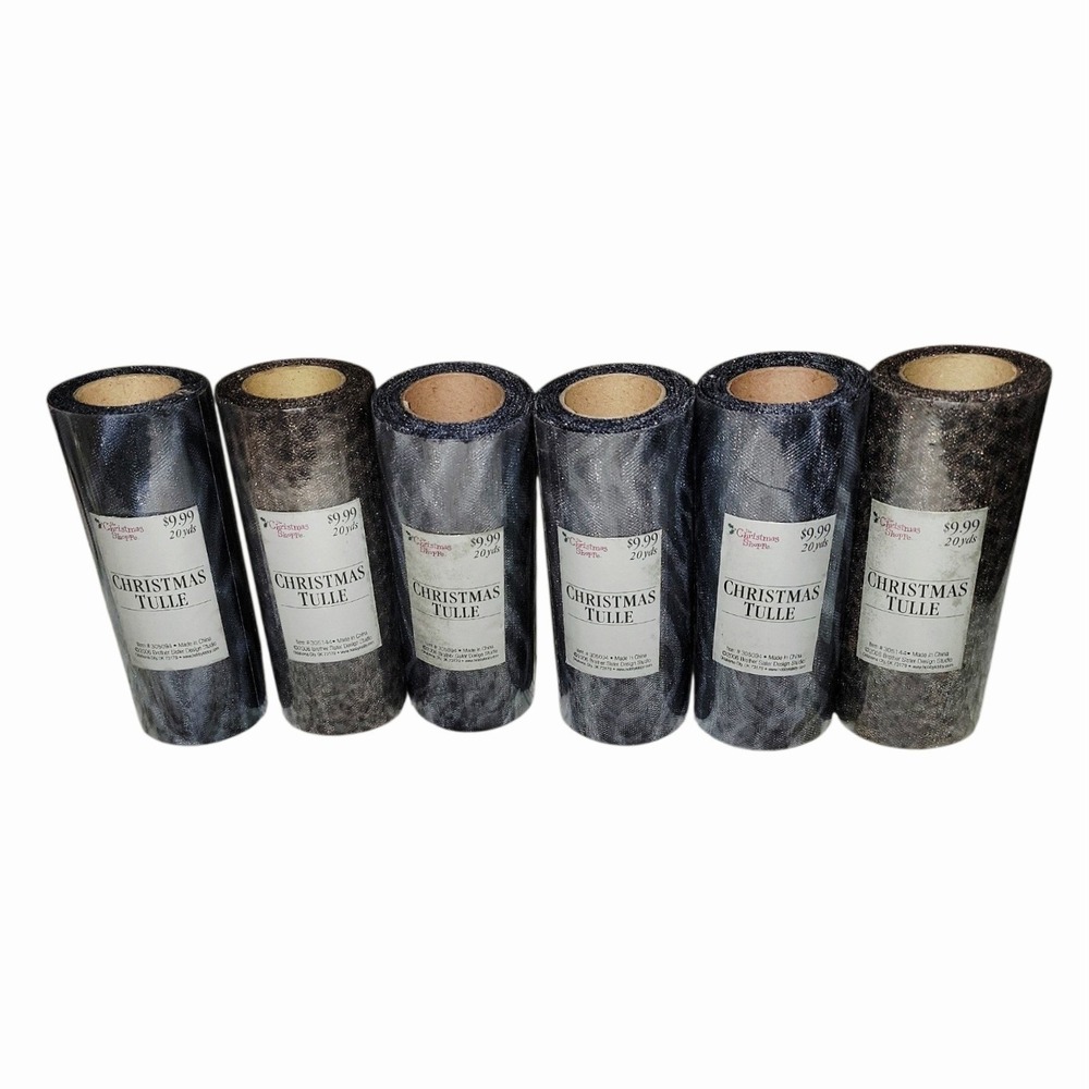 6 Rolls Vintage 2006 Christmas Tulle Black Bronze Metallic 20 Yds Each NOS